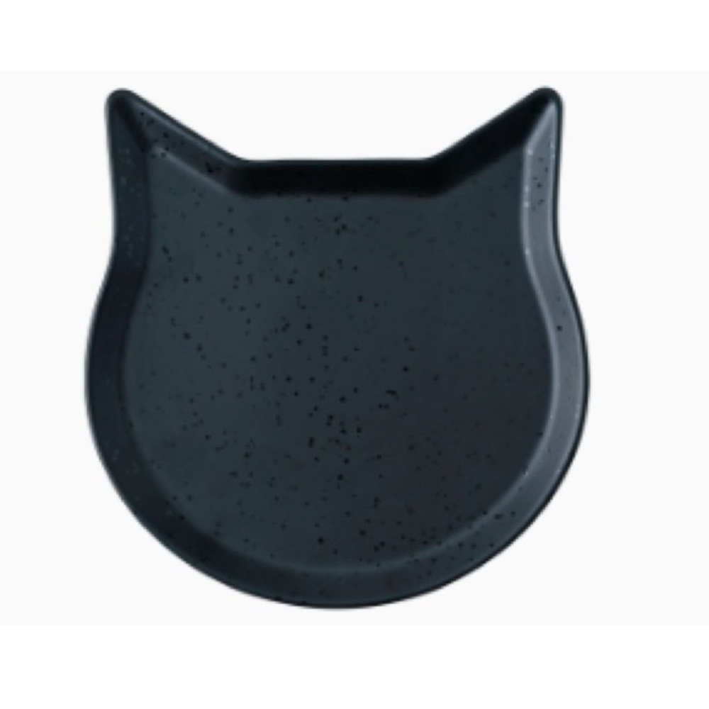 Black Cat-Shaped Stoneware Dinner Plate with Sparkle